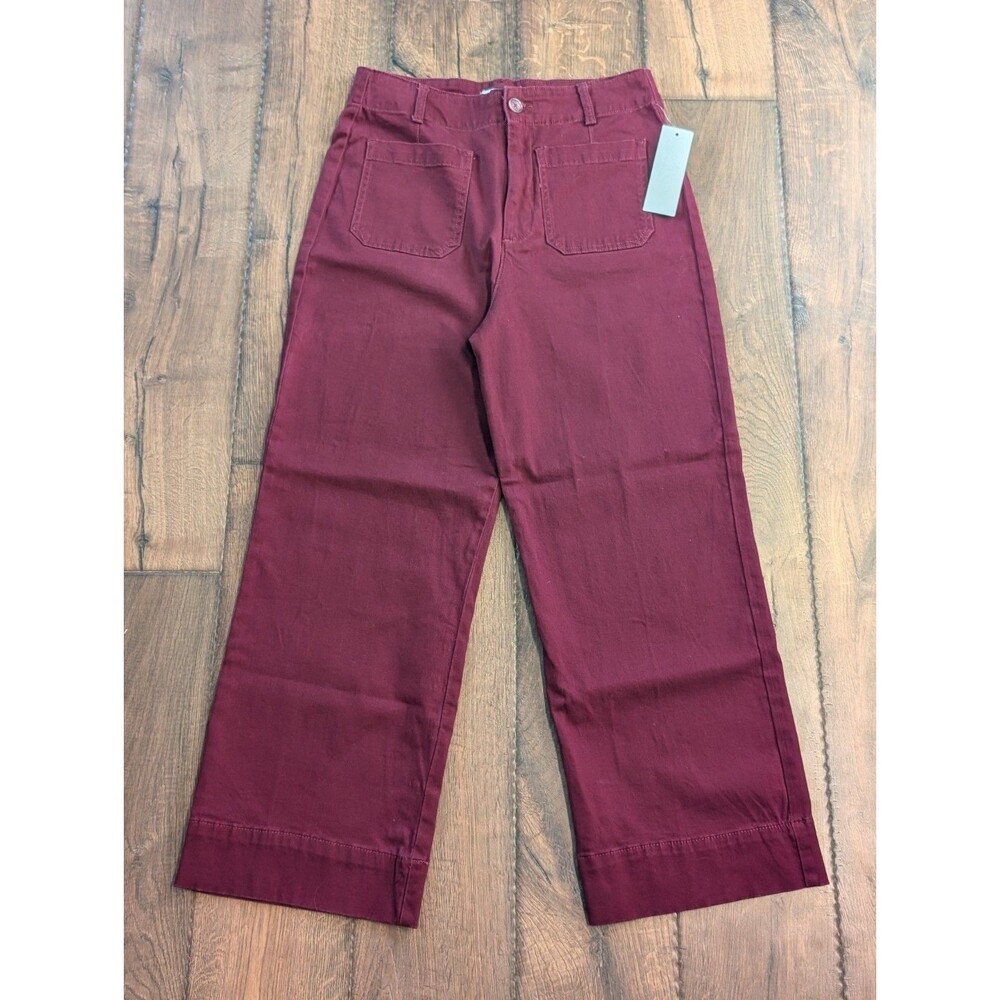 NWT Bagatelle Cropped Wide Leg Pants Women's Sz 10 Utility Burgundy